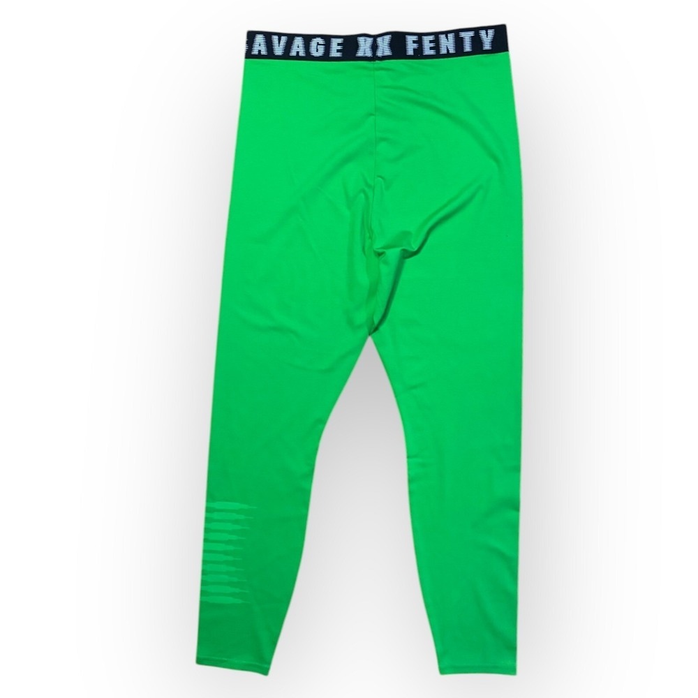 NWT Savage X Fenty 2X Neon Green High Waisted Leggings Stretch Gym Pilates - Picture 2 of 4